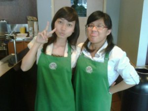 We are The New Starbucks Baristas!! hahaa,.
